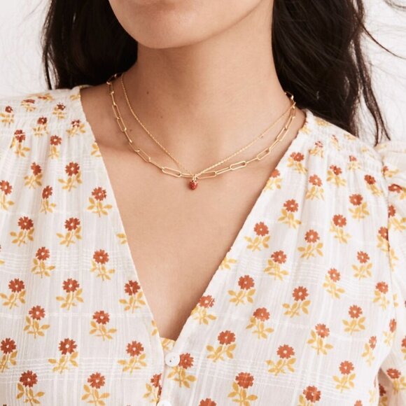 MADEWELL SOPHIA IVORY WHITE FLORAL GAUZE TOP IN WILD CALENDULA BLOCK PRINT - M - Picture 4 of 13